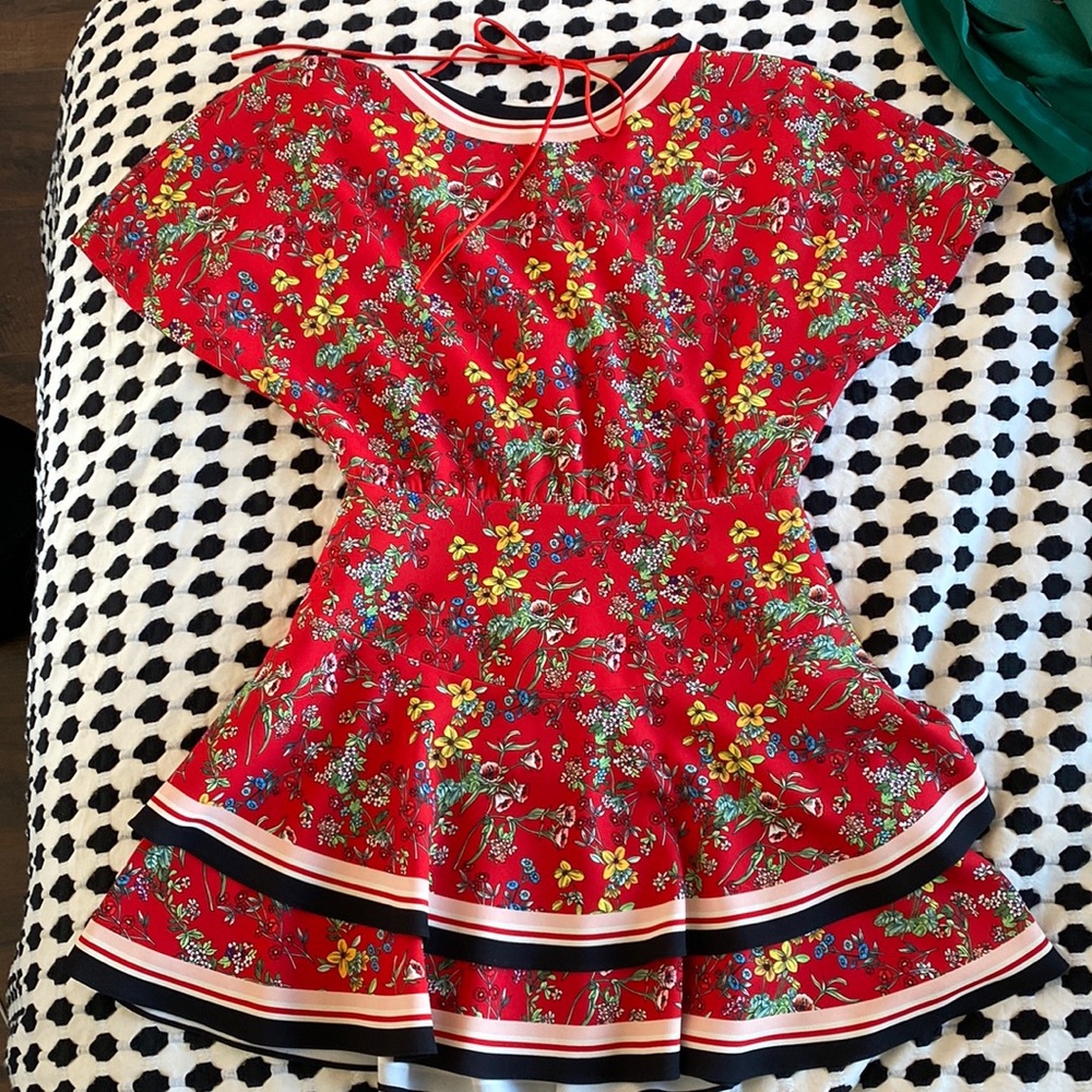alice + olivia red floral dress